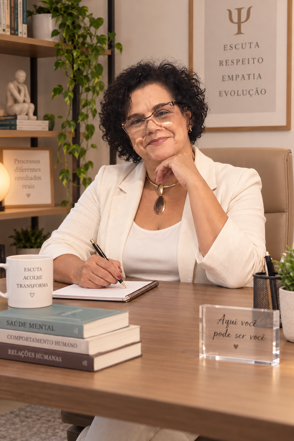 Wânia Sá, psicóloga, em seu consultório